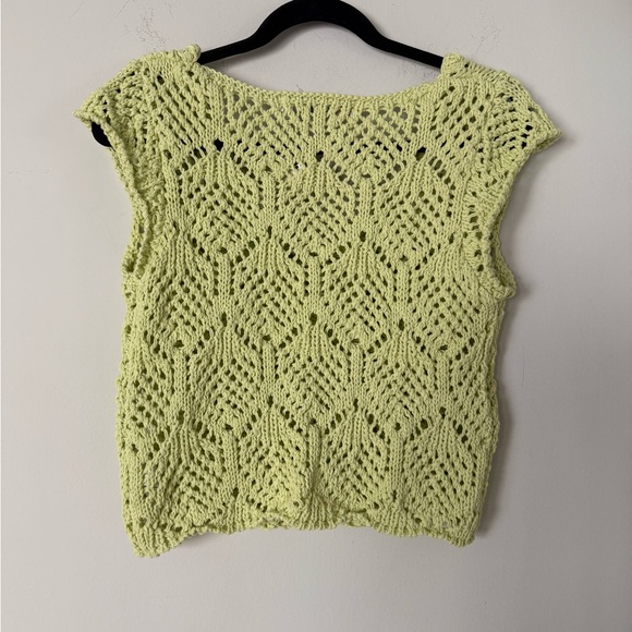 NWT Free People Beach Alicia Fauxchet Top in Lime Green Lightning Bolt - Picture 4 of 8